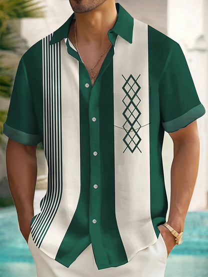 Saazoo | Men's Geometric Print Vintage Shirt