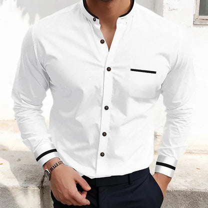 Saazoo | Men's Grandad Collar Contrast Shirt