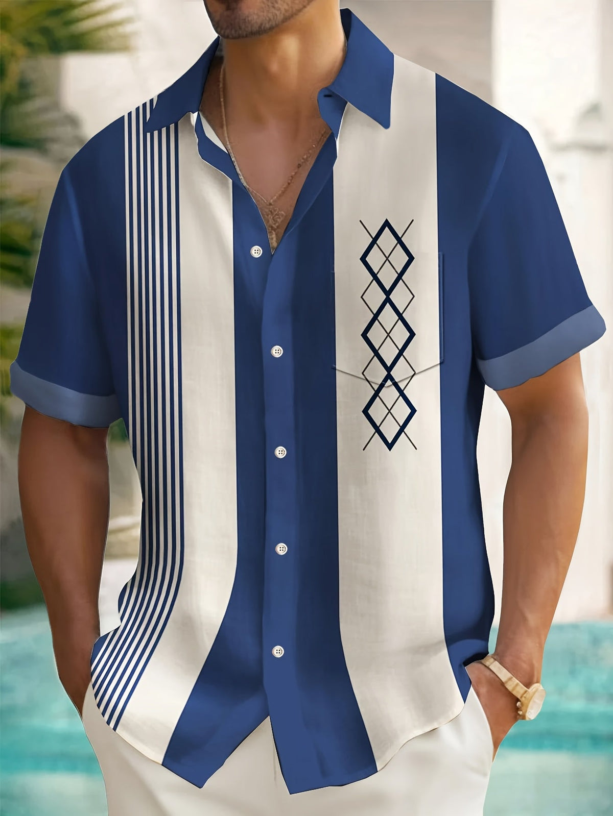 Saazoo | Men's Geometric Print Vintage Shirt