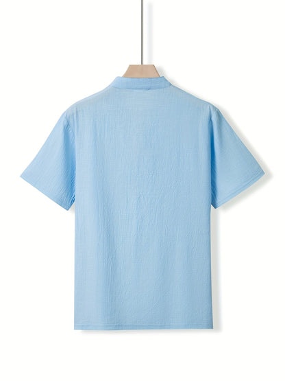 Saazoo | Men's Cotton Blend Mandarin Collar Shirt