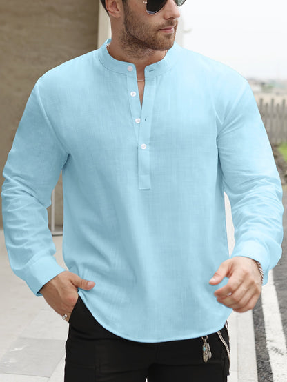 Saazoo | Men's Relaxed Cotton Blend Camp Collar Shirt