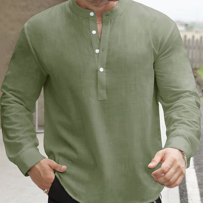 Saazoo | Men's Relaxed Cotton Blend Camp Collar Shirt