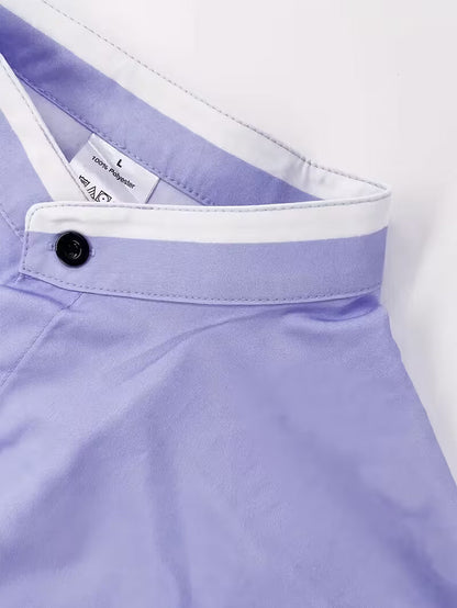 Saazoo | Men's Grandad Collar Contrast Shirt
