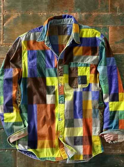 Saazoo | Men's Long Sleeve Mosaic Print Shirt