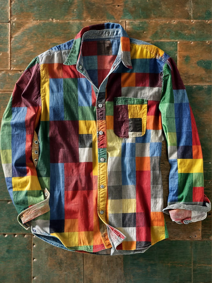 Saazoo | Men's Long Sleeve Mosaic Print Shirt