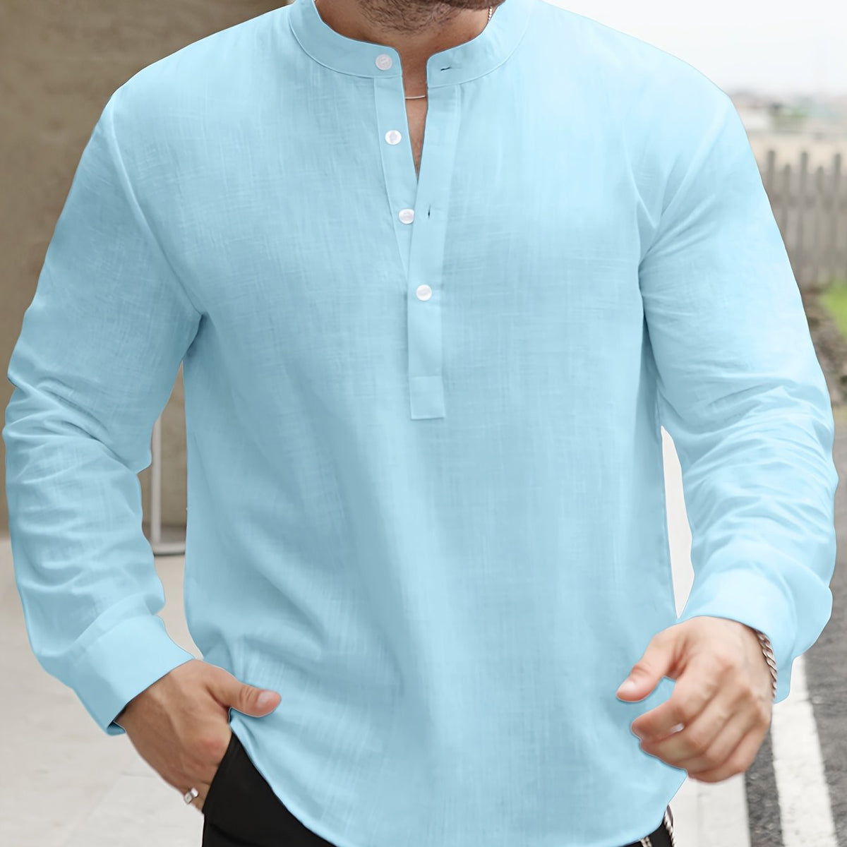 Saazoo | Men's Relaxed Cotton Blend Camp Collar Shirt