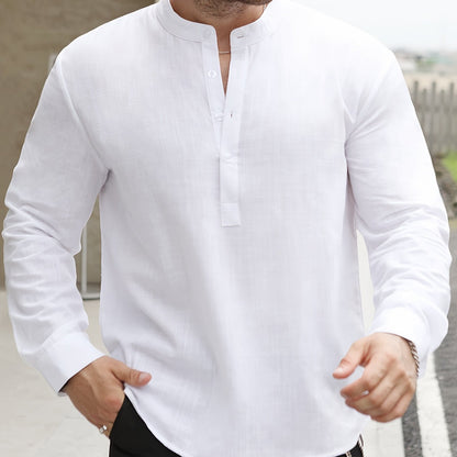 Saazoo | Men's Relaxed Cotton Blend Camp Collar Shirt