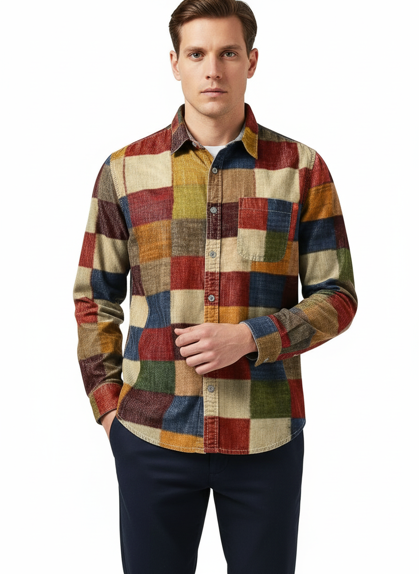 Saazoo | Men's Patchwork Long Sleeve Shirt