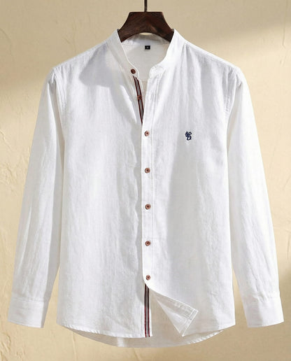 Saazoo | Men's Cotton Blend Mandarin Collar Shirt