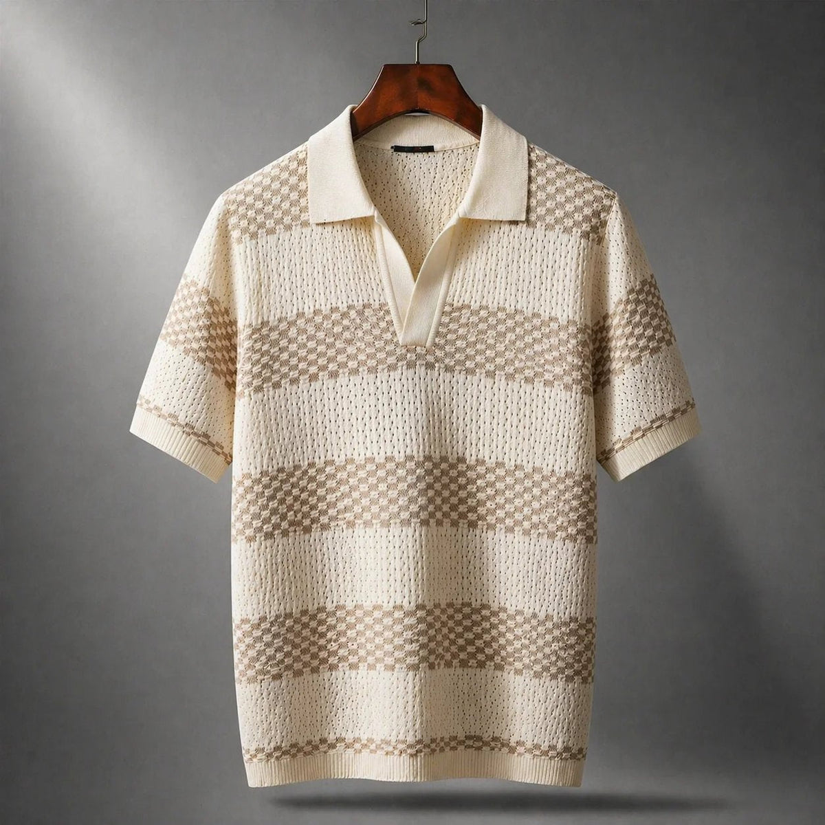 Saazoo | Men's Striped Cotton Blend Camp Collar Shirt