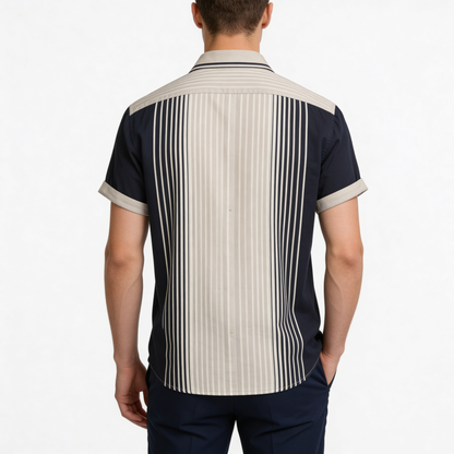 Saazoo | Men's Cotton Blend Short Sleeve Shirt in Black