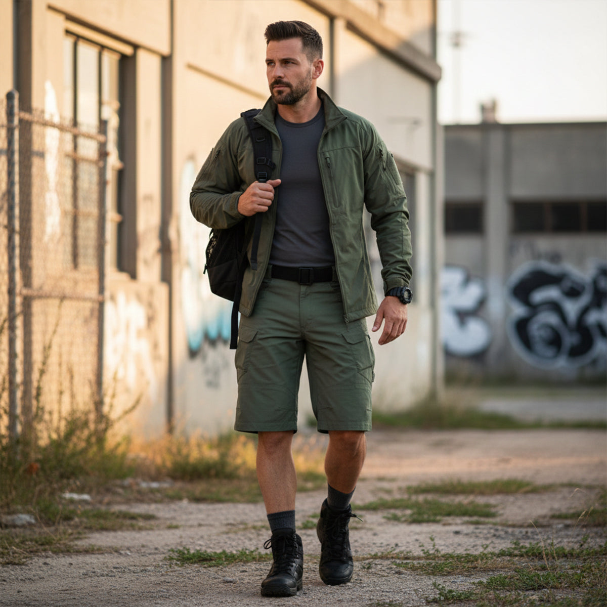 Saazoo | Men's Relaxed Cotton Blend Cargo Shorts